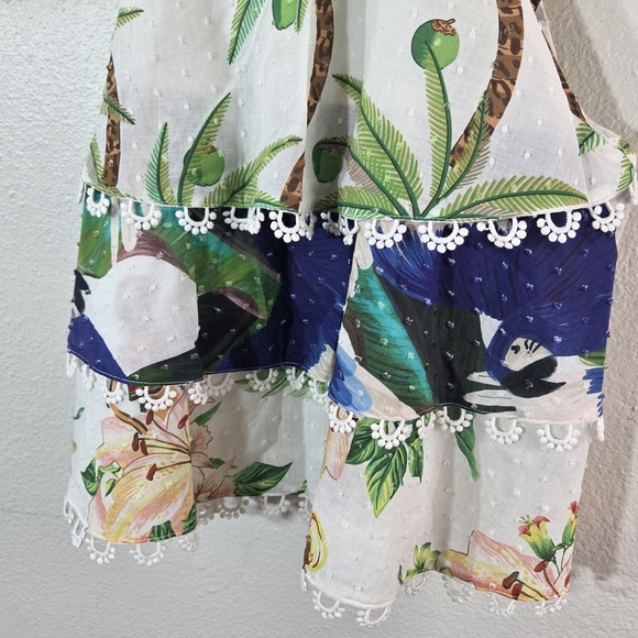 Women’s Farm Rio Beach Palm Tree Tropical Scallop Tank Top XS - Picture 4 of 11